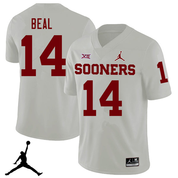 Jordan Brand Men #14 Emmanuel Beal Oklahoma Sooners 2018 College Football Jerseys Sale-White - Click Image to Close